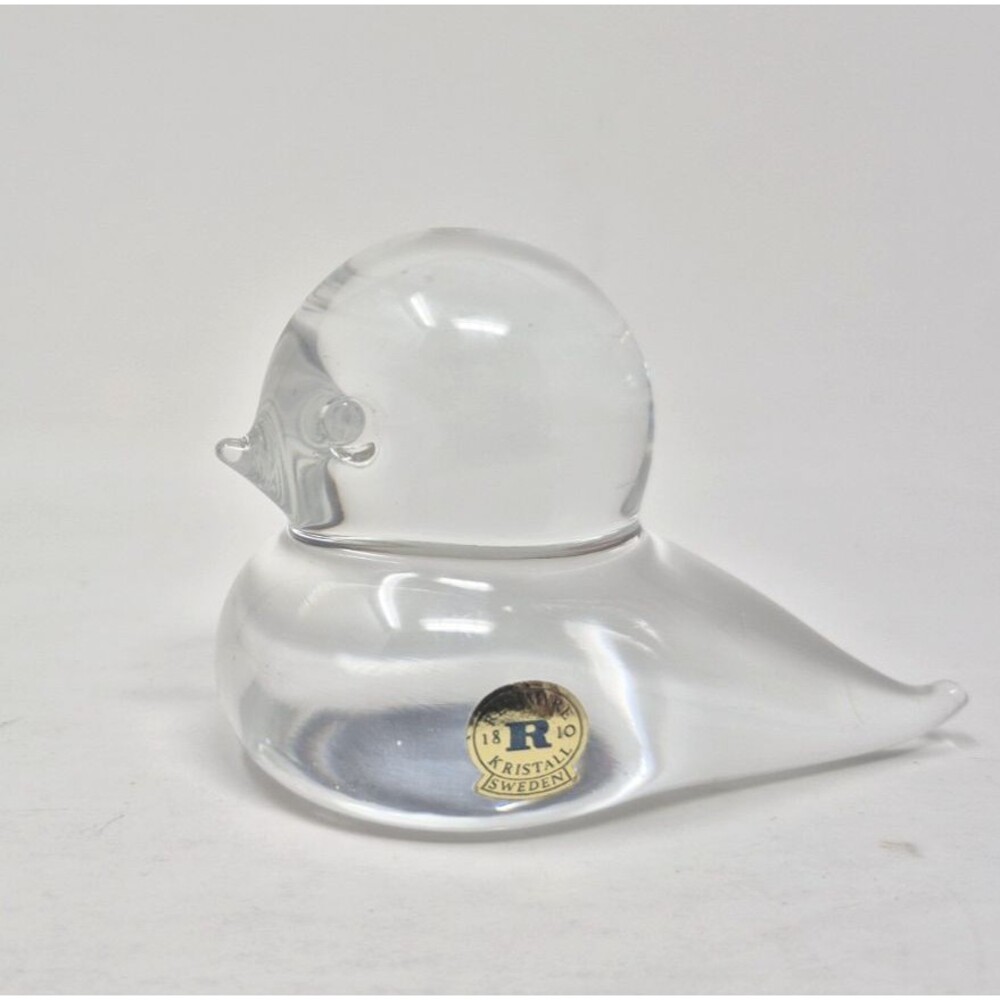 Reijmyre Kristall Sweden Handmade Clear Art Glass Bird Paperweight